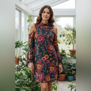 Everly Floral Dress - Green and Pink